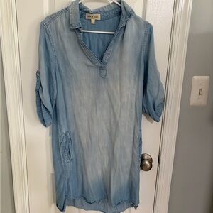 cloth & stone Light Blue Denim Midi Dress